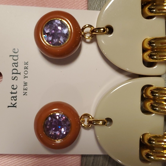 **HP 8/24**NWT Kate Spade BE BOLD Cream Leopard LG Statement Gem Earrings - Picture 3 of 4